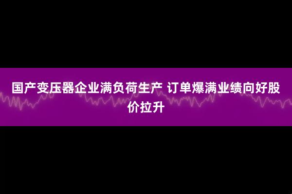 国产变压器企业满负荷生产 订单爆满业绩向好股价拉升